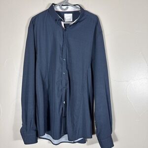 JB Holt Buckle Mens XL Athletic Fit Button Down Shirt Navy Blue Pink Trim